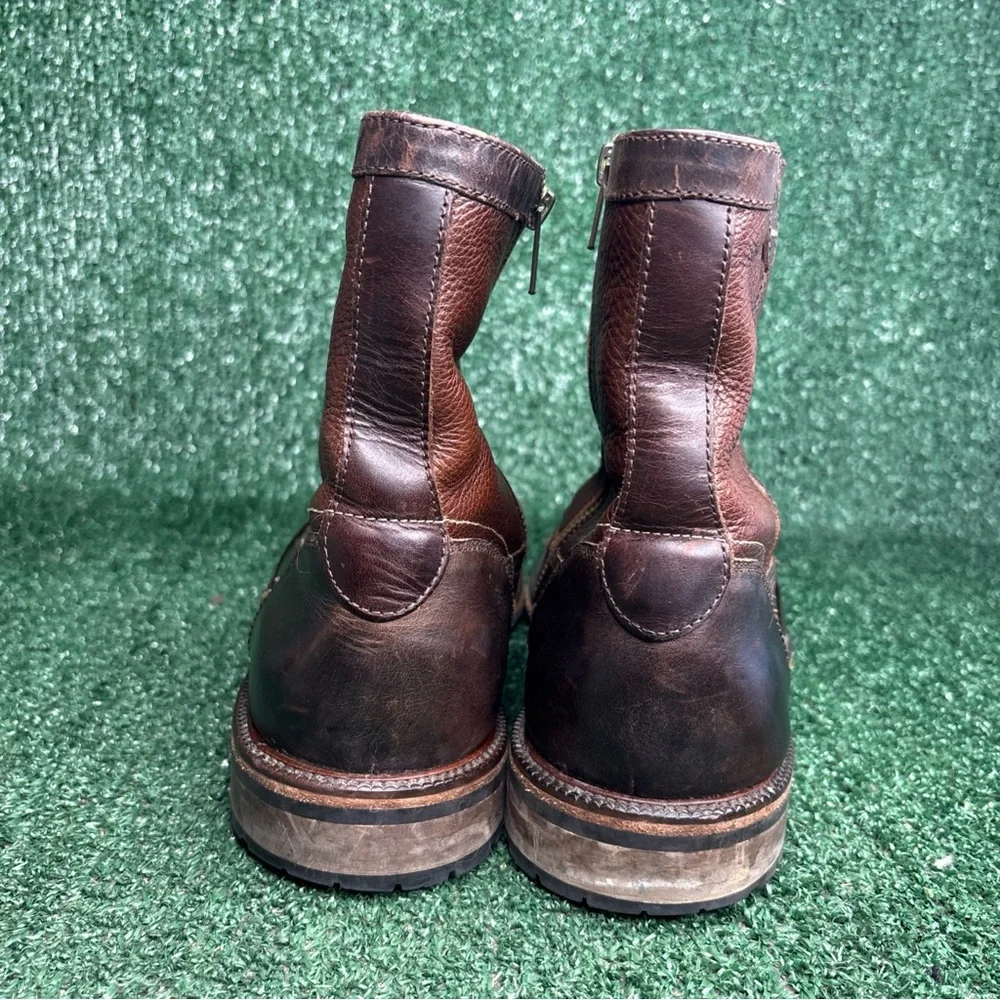 J&M 1850 Johnston & Murphy Brown Leather Shearling Zip Ankle Boot Mens Size 12 M